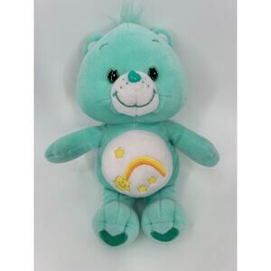 Care Bear Wish Bear 2002 Mint Green 10” Plush Star Rainbow Vintage Toy Nostalgic